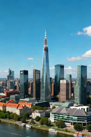 城市高楼河流航拍全景 城市高楼河流航拍全景