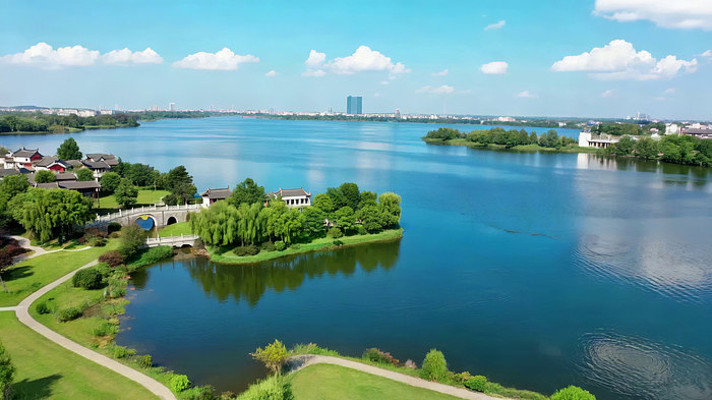 城市湖泊公园全景 城市湖泊公园全景