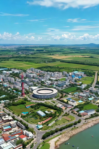 城市田园风光航拍素材 城市田园风光航拍素材