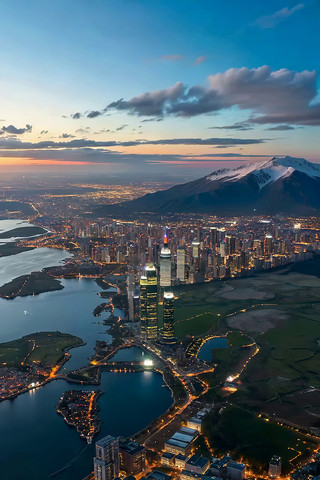 城市与雪山全景航拍素材 城市与雪山全景航拍素材