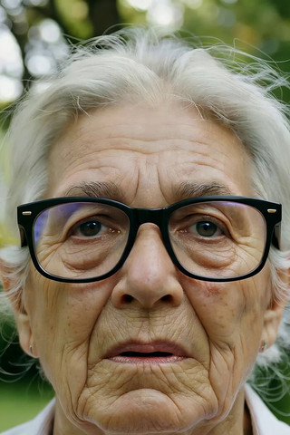 戴眼镜的老年女性特写 戴眼镜的老年女性特写