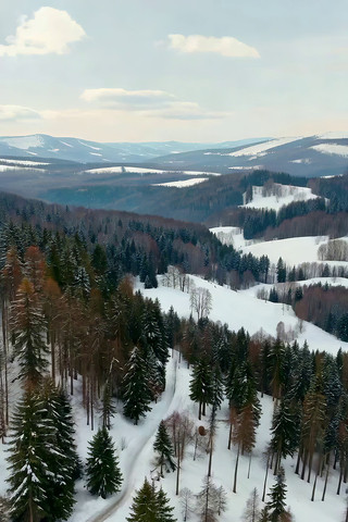冬季山林雪景航拍全景 冬季山林雪景航拍全景