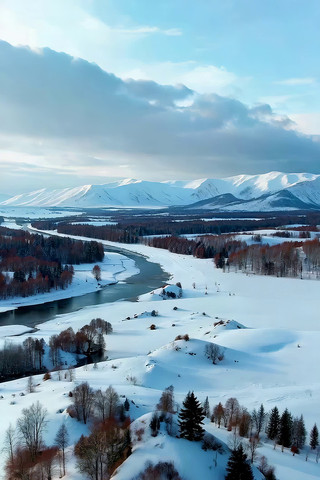 冬季雪域自然风光航拍 冬季雪域自然风光航拍