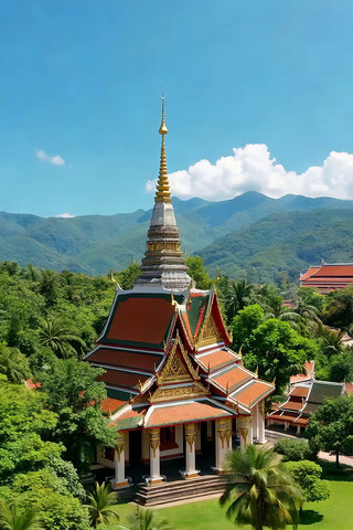 东南亚风格寺庙全景 东南亚风格寺庙全景