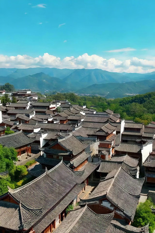 俯瞰传统古建筑群 俯瞰传统古建筑群