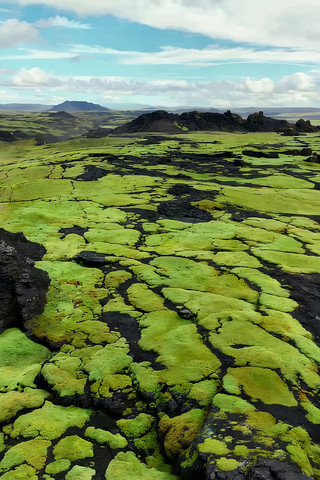 覆盖青苔的熔岩地貌风景 覆盖青苔的熔岩地貌风景