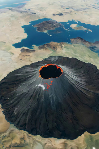 俯瞰活火山口景观 俯瞰活火山口景观