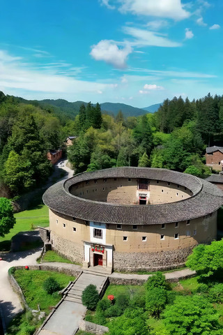 福建土楼鸟瞰全景 福建土楼鸟瞰全景