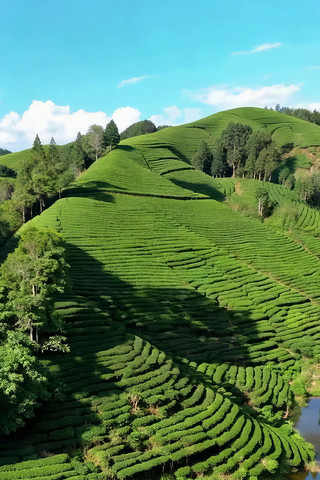 俯瞰绿色茶山风光 俯瞰绿色茶山风光