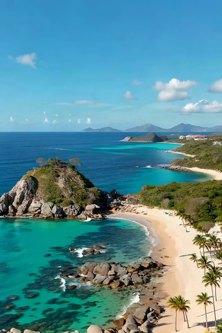 俯瞰美丽海滩与湛蓝大海 俯瞰美丽海滩与湛蓝大海