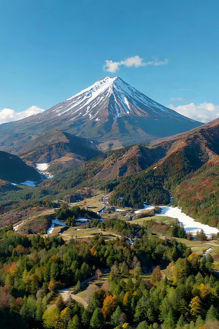 富士山自然风光全景 富士山自然风光全景