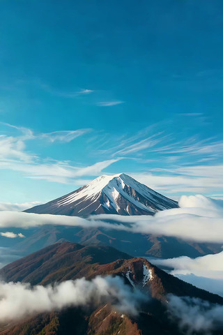 俯瞰雪山云海自然风光 俯瞰雪山云海自然风光