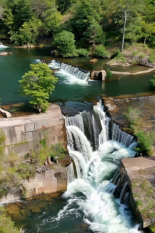 俯瞰自然河流瀑布景观 俯瞰自然河流瀑布景观