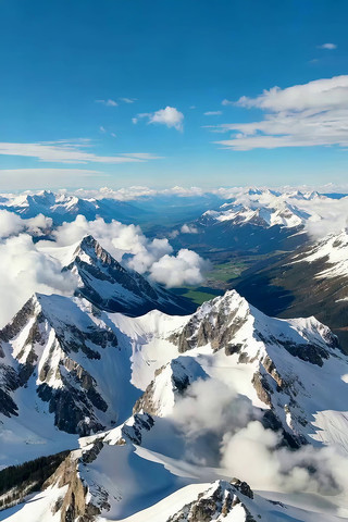 高空俯瞰雪山自然风光 高空俯瞰雪山自然风光