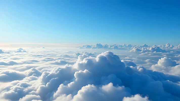 高空俯瞰云海蓝天景象 高空俯瞰云海蓝天景象