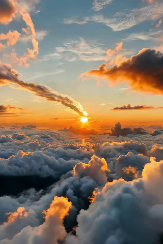 高空云海日出景象 高空云海日出景象