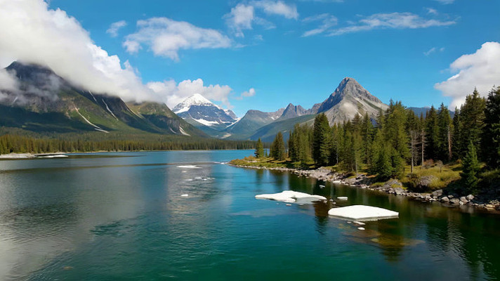 高山湖泊自然风光全景 高山湖泊自然风光全景