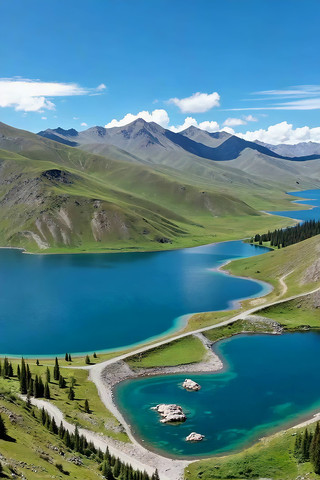 高山湖泊自然风光全景 高山湖泊自然风光全景