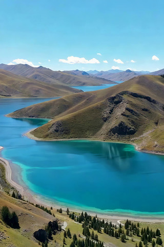 高山湖泊自然风光全景 高山湖泊自然风光全景