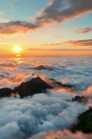 高山云海日出全景 高山云海日出全景