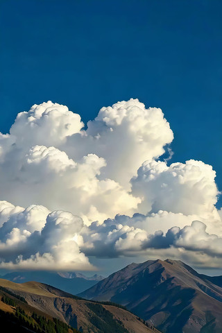 高山之上蓝天白云自然风光 高山之上蓝天白云自然风光