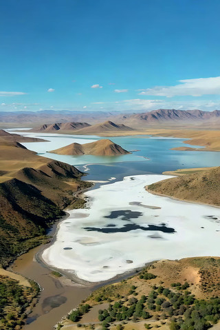 高原湖泊自然风光俯瞰 高原湖泊自然风光俯瞰