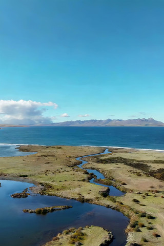 高原湖泊自然风光俯瞰 高原湖泊自然风光俯瞰