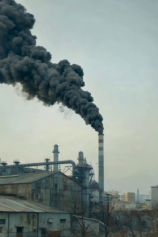 工厂烟囱排放滚滚黑烟素材 工厂烟囱排放滚滚黑烟素材