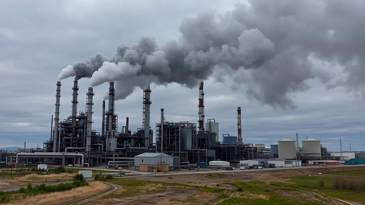 工厂烟囱排放烟雾场景 工厂烟囱排放烟雾场景
