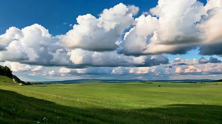 广阔草原蓝天白云全景 广阔草原蓝天白云全景