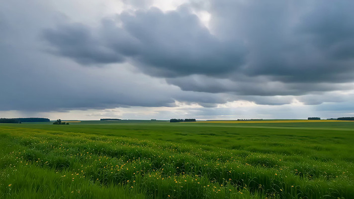 广阔田野上的阴天景色 广阔田野上的阴天景色