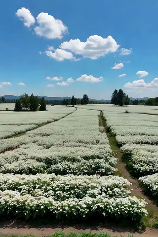 广袤田野白色花草自然风光 广袤田野白色花草自然风光