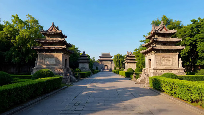 古建筑景观道路全景 古建筑景观道路全景