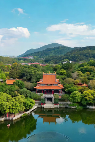 古寺庙与山水风光航拍素材 古寺庙与山水风光航拍素材