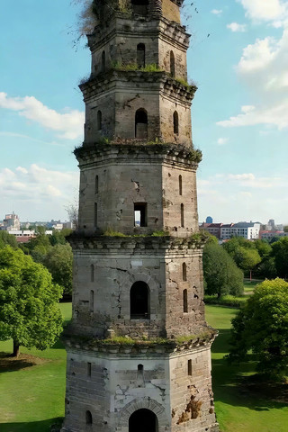 古塔全景航拍 古塔全景航拍