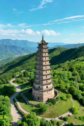 古塔自然风光航拍素材 古塔自然风光航拍素材