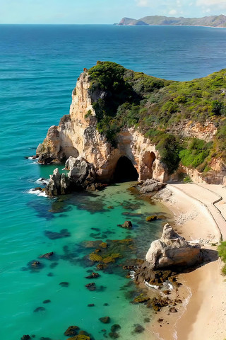 海岸边悬崖与沙滩景观 海岸边悬崖与沙滩景观