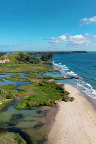 海岸湿地风光航拍 海岸湿地风光航拍