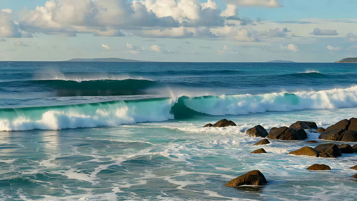 海边海浪拍打礁石场景 海边海浪拍打礁石场景