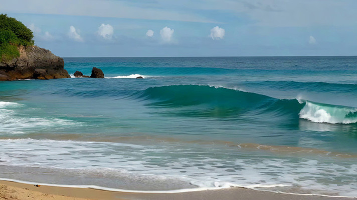 海边海浪拍打沙滩景象 海边海浪拍打沙滩景象