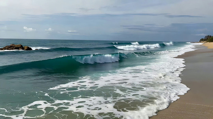 海边海浪拍打沙滩景象 海边海浪拍打沙滩景象