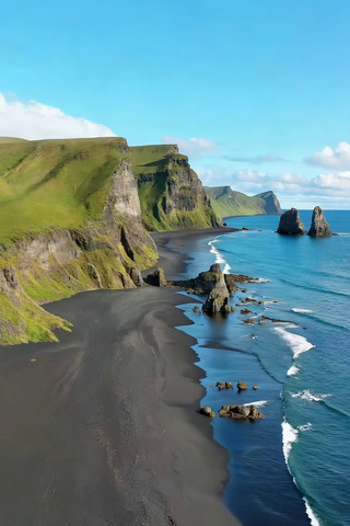 ���ߺ�ɳ̲����ɫɽ�·羰