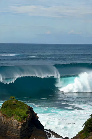 海边礁石旁的海浪景观 海边礁石旁的海浪景观