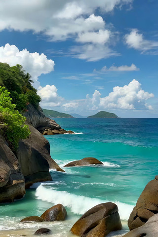 海边礁石与海浪风景 海边礁石与海浪风景