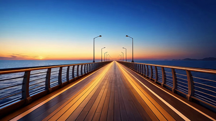 海边木栈道黄昏风景 海边木栈道黄昏风景