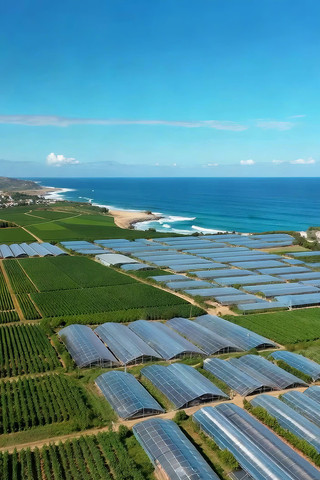 海边农业种植园俯瞰全景 海边农业种植园俯瞰全景
