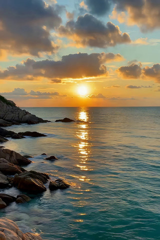 海边日落自然风光 海边日落自然风光