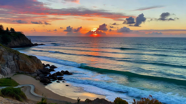 海边日落自然风光 海边日落自然风光
