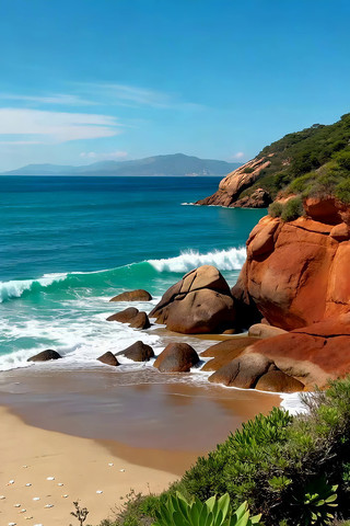 海边沙滩礁石自然风光 海边沙滩礁石自然风光