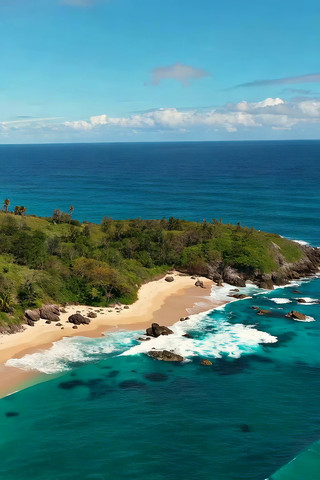 海边沙滩与绿植景观俯瞰 海边沙滩与绿植景观俯瞰